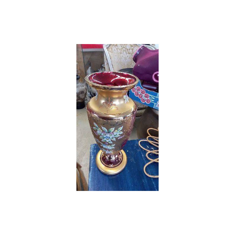 VASE VERRE ÉMAILLÉ ET DORÉ