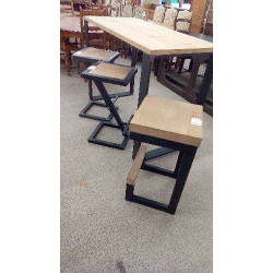 TABOURET HAUT  CHÊNE ACIER...