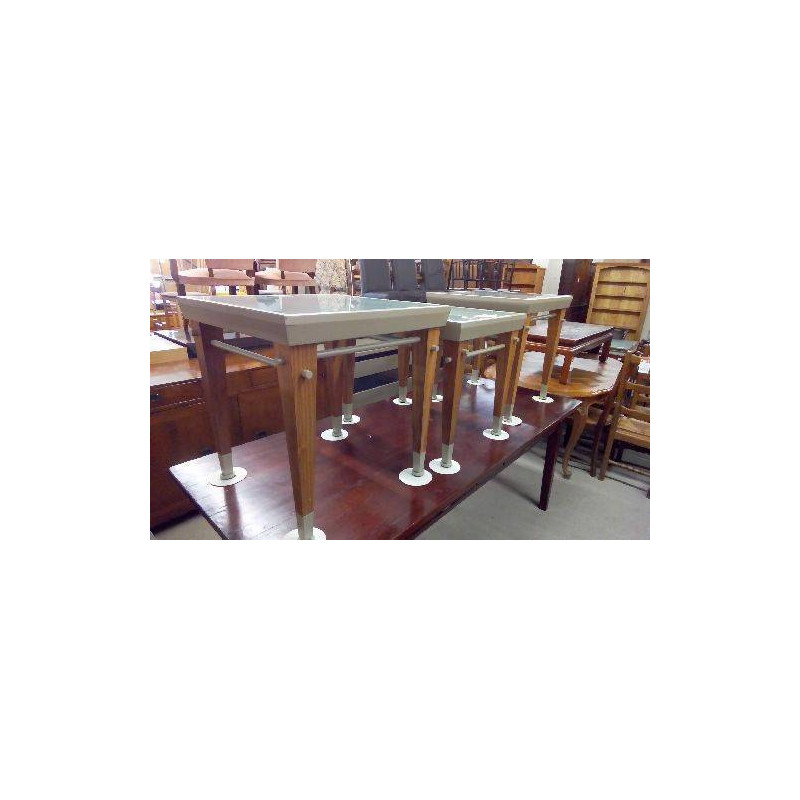 BOUT DE CANAPÉ VERRE ACIER BOIS