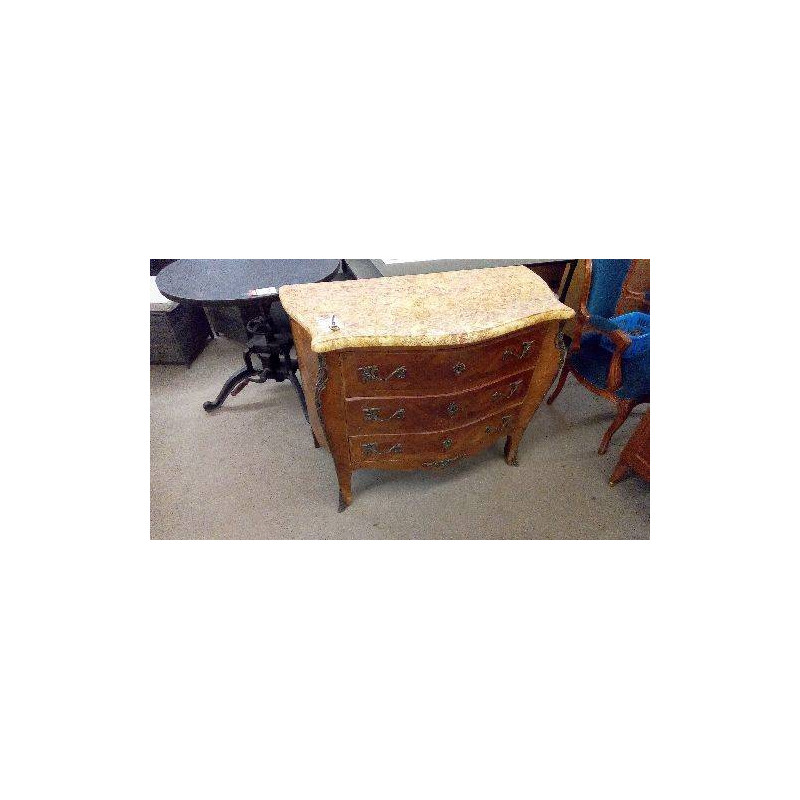 COMMODE 3 TIROIRS MARQUETÉE MARBRE JAUNE