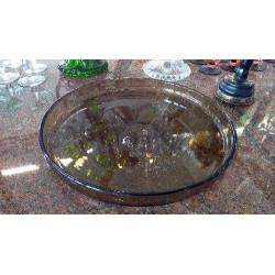 PLAT ROND VERRE FUMÉ DAUM...