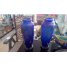 PAIRE DE VASES DE CHEMINÉE VERRE BLEU