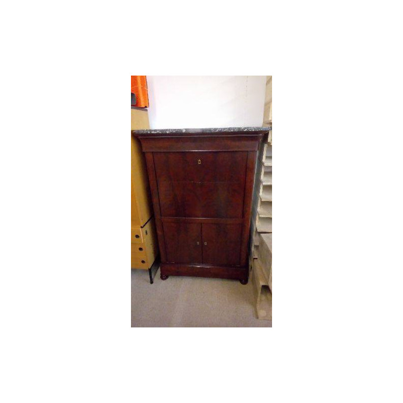 SECRÉTAIRE ACAJOU LOUIS PHILIPPE MARBRE