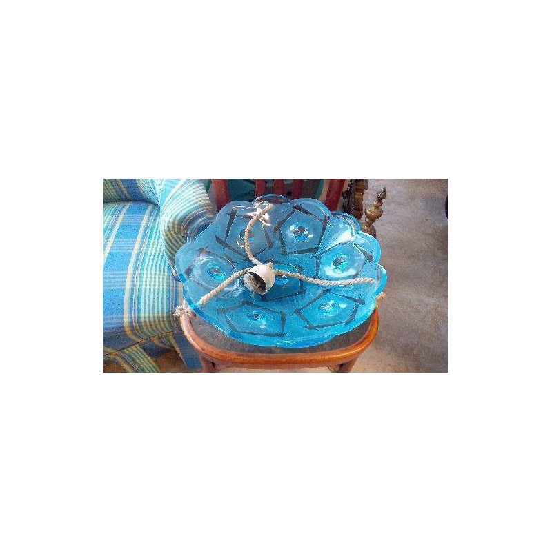 PLAFONNIER VERRE BLEU