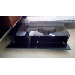 MEUBLE TV BOIS ET VERRE NOIR 