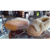 PAIRE DE SABOTS BOIS/RAFFIA/LAINE T36