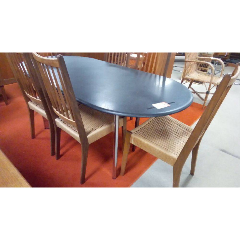 TABLE KNOLL OVALE MARBRE NOIR JOE D\'URSO 1983