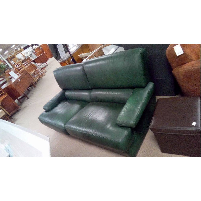 CANAPÉ CUIR VERT EN L\'ÉTAT
