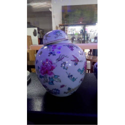 POT COUVERT ÉMAILLÉ FLEURS...