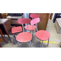 4 SIÈGES FORMICA ROUGE
