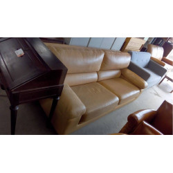 CANAPÉ CUIR 3P FIXE CARAMEL