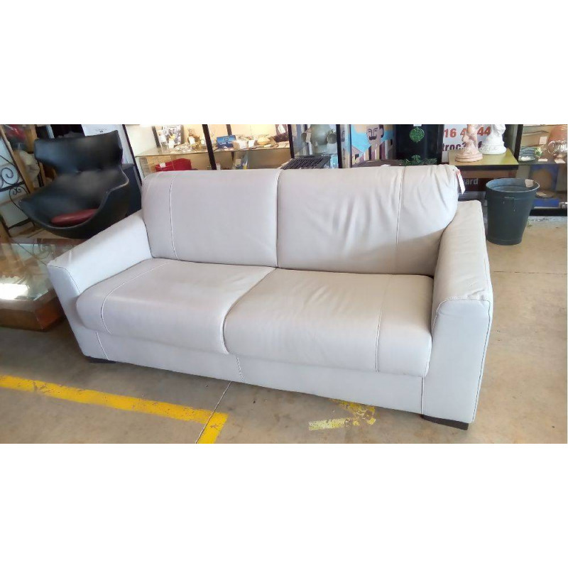 CANAPÉ NATUZZI  CUIR BEIGE CONVERTIBLE 160CM