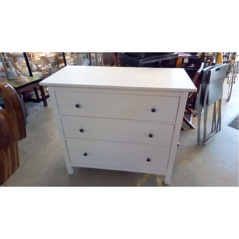 COMMODE BLANCHE 3 GRANDS TIROIRS 