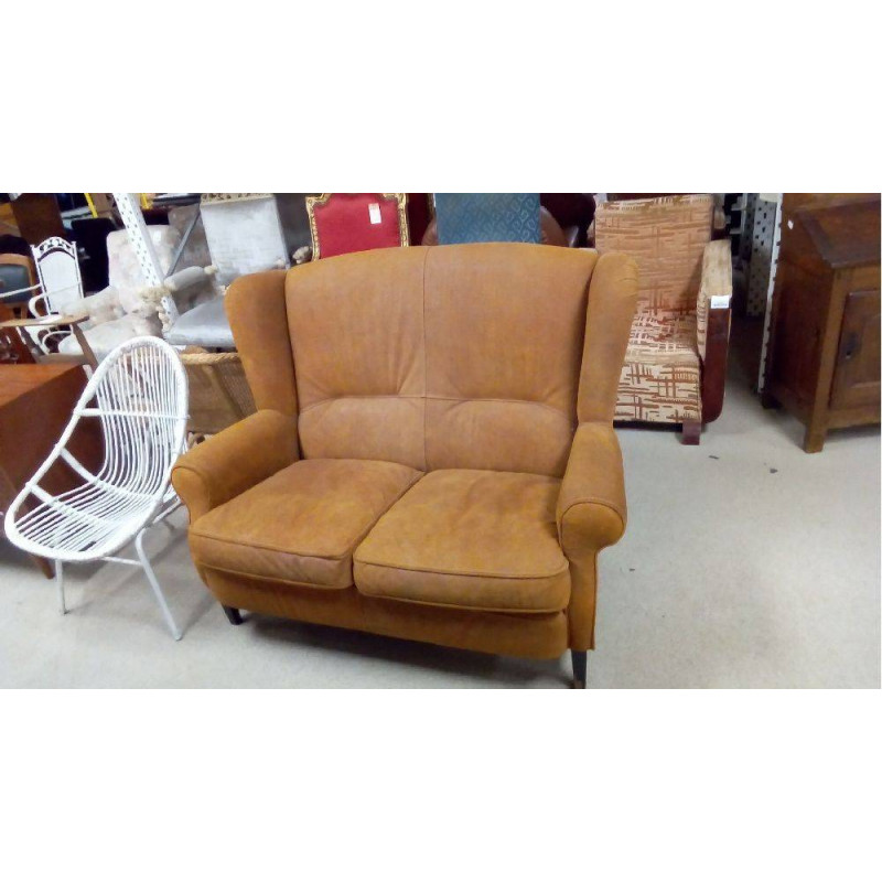 BANQUETTE À OREILLES CUIR RETOURNÉ 2P