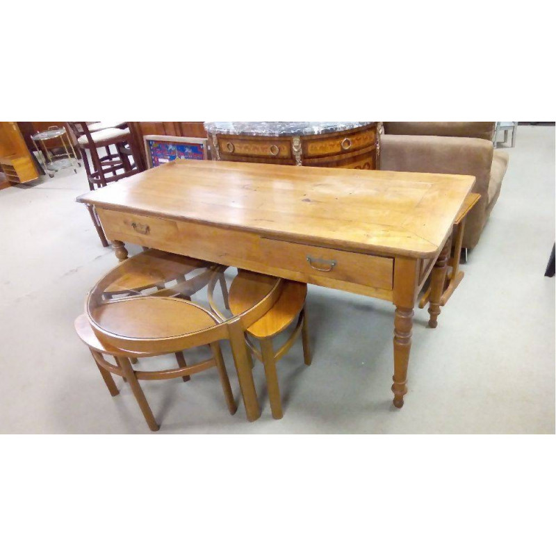 TABLE BUREAU MERISIER 2 TIROIRS 170 X 70