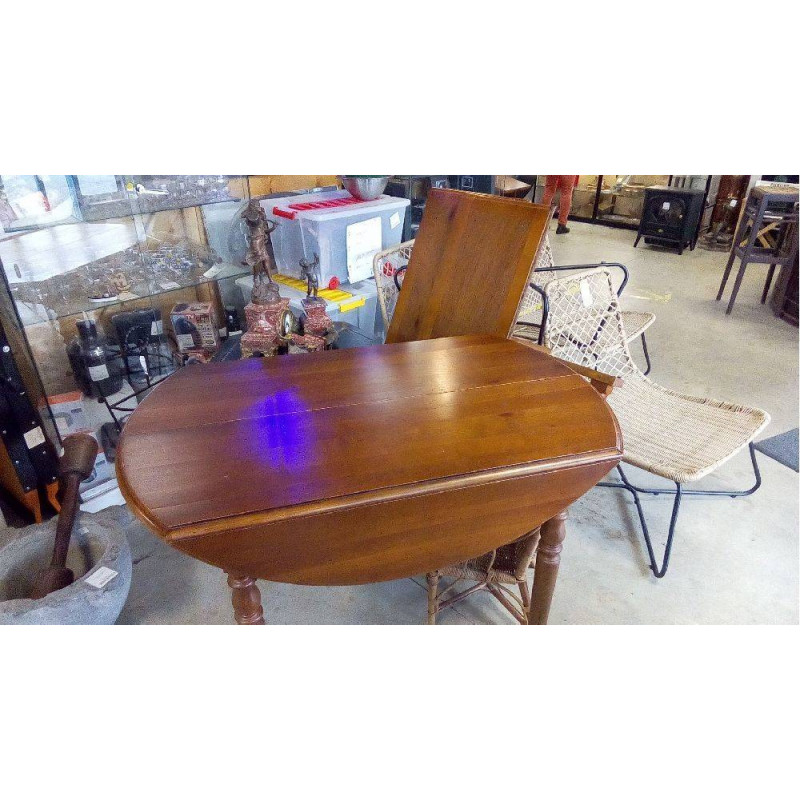 TABLE RONDE MERISIER 3 ALLONGES ET PIED ADD.