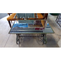 TABLE BASSE FER FORGÉ MIROIR