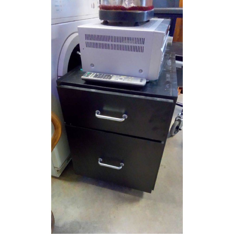 MEUBLE DE BUREAU NOIR BAS 2 TIROIRS 