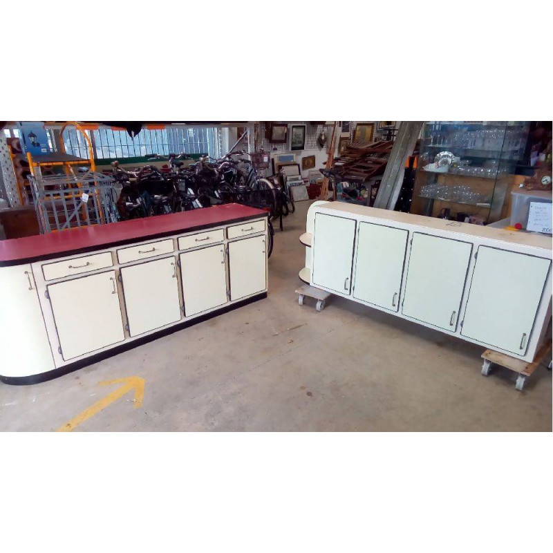 BUFFET FORMICA ROUGE ET JAUNE 2 PARTIES