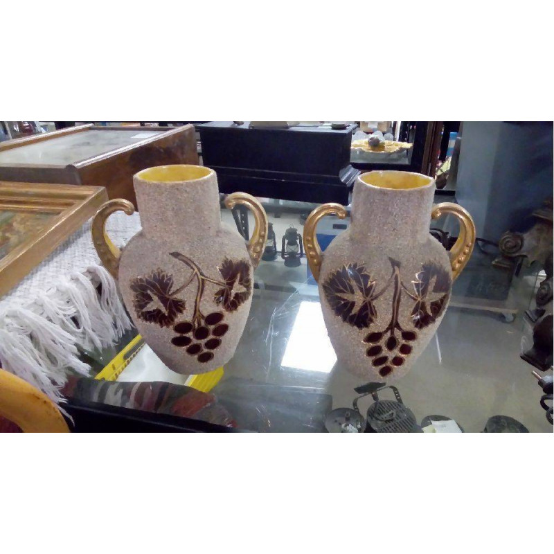 PAIRE DE VASES CÉRAMIQUE DORÉE