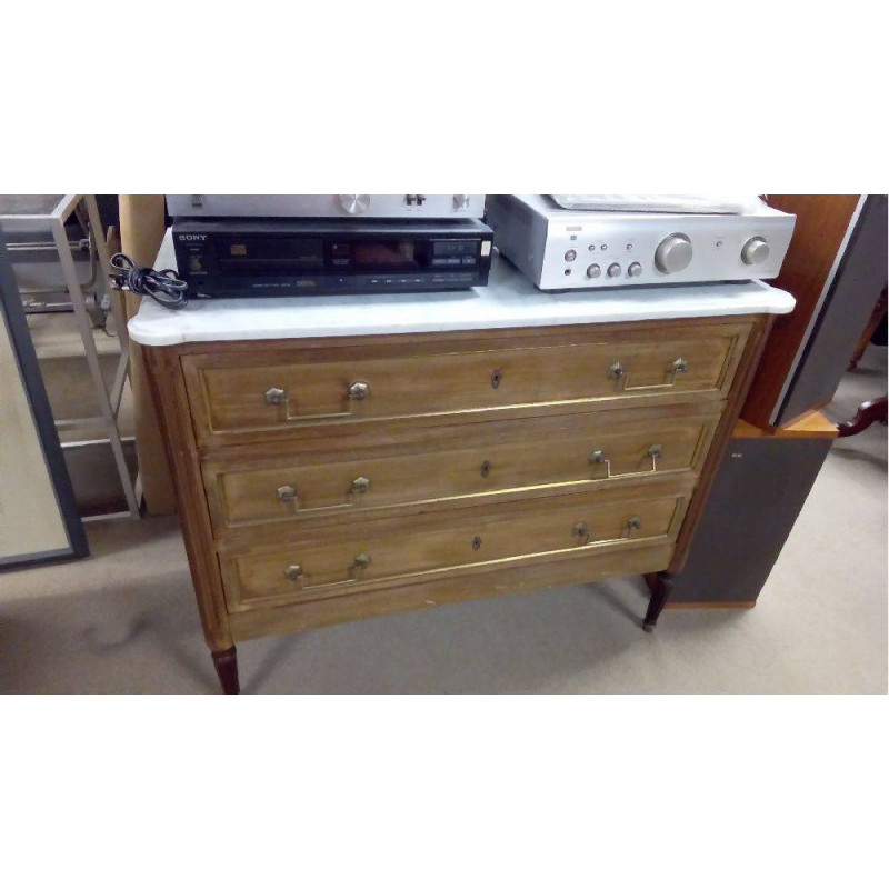 COMMODE ACAJOU STYLE LOUIS XVI MARBRE BLANC