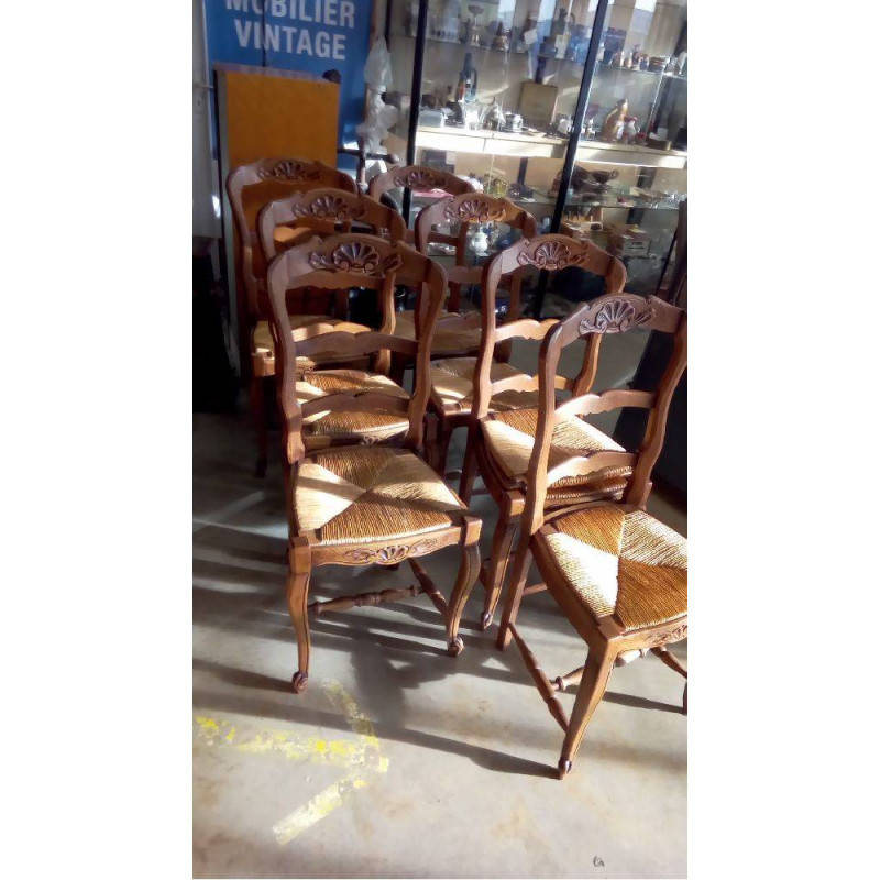 LOT DE 7 CHAISES CHÊNE PAILLÉES AVEC PAILLE SUPP,