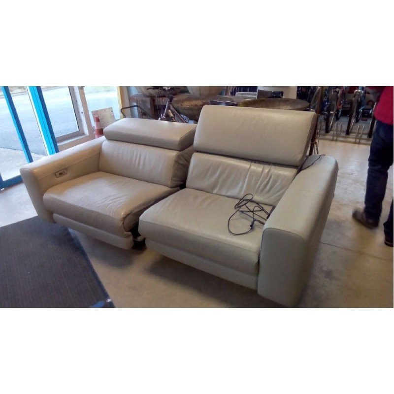 CANAPÉ RELAX CUIR GRIS ÉLECTRIQUE