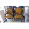 PAIRE  DE FAUTEUILS CHÊNE VELOURS MOUTARDE STYLE LOUIS XV 19ÈME