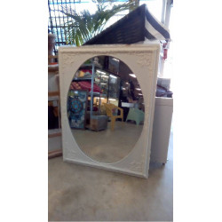 GRAND MIROIR OVALE BLANC...