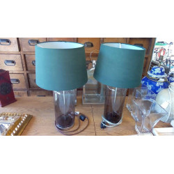PAIRE DE LAMPES FÛT EN VERRE