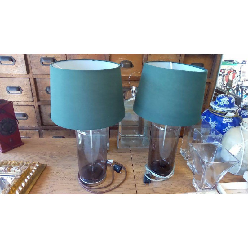 PAIRE DE LAMPES FÛT EN VERRE