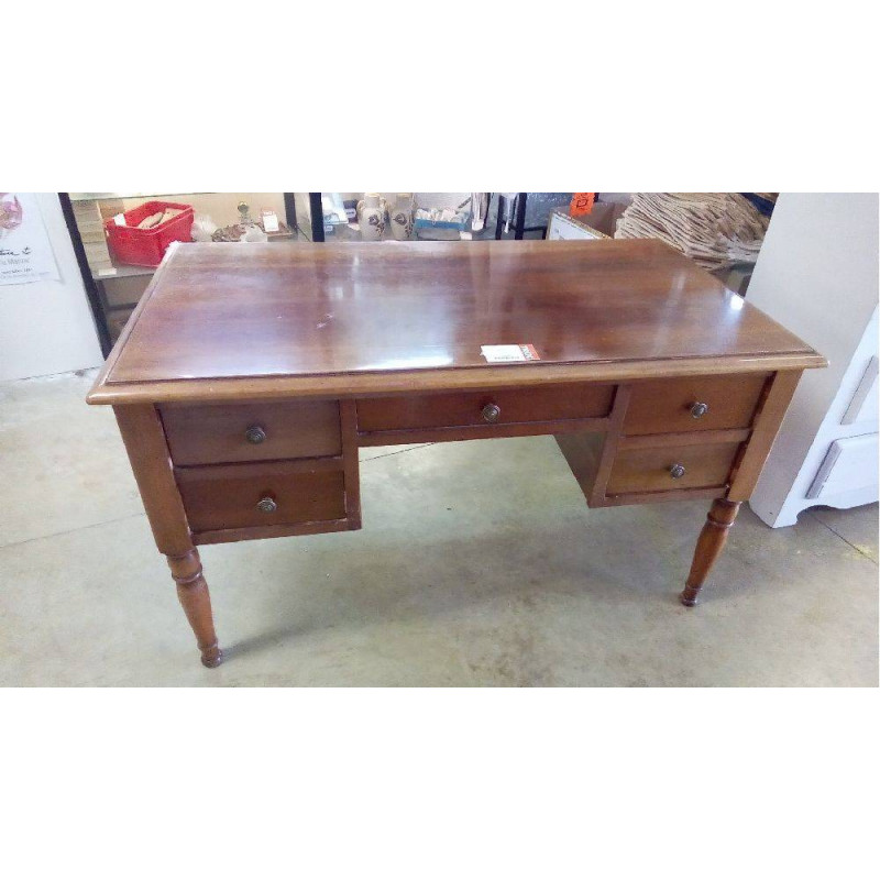 BUREAU MERISIER 5 TIROIRS EN L\'ÉTAT