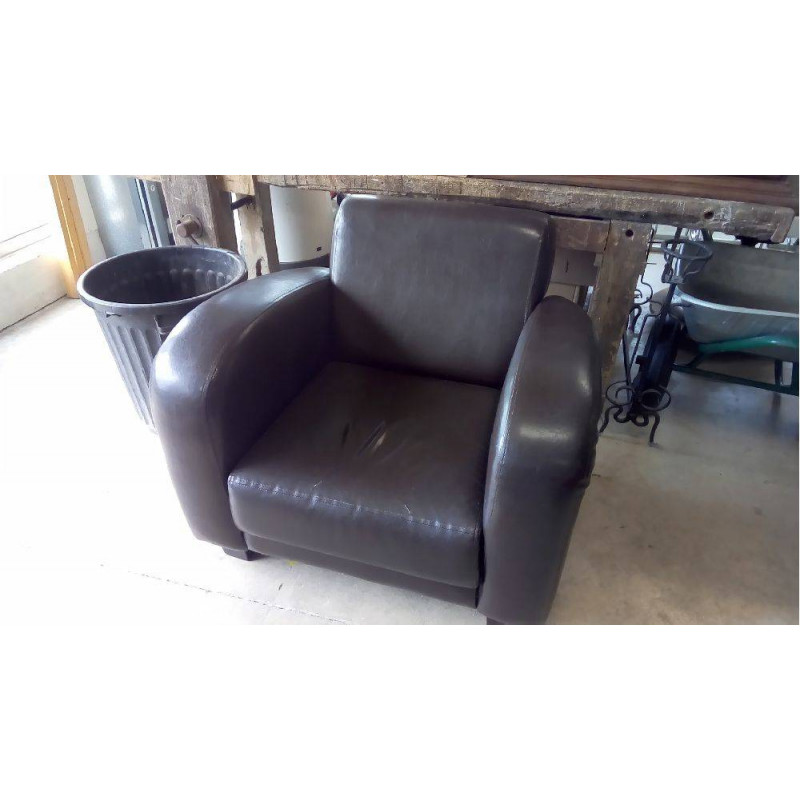 FAUTEUIL SIMILI MARRON FONCÉ
