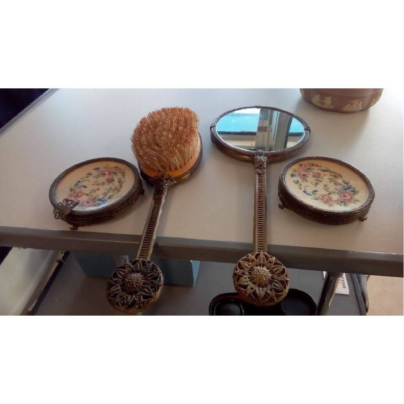 NÉCESSAIRE DE COIFFEUSE ART DÉCO 4 PIÈCES