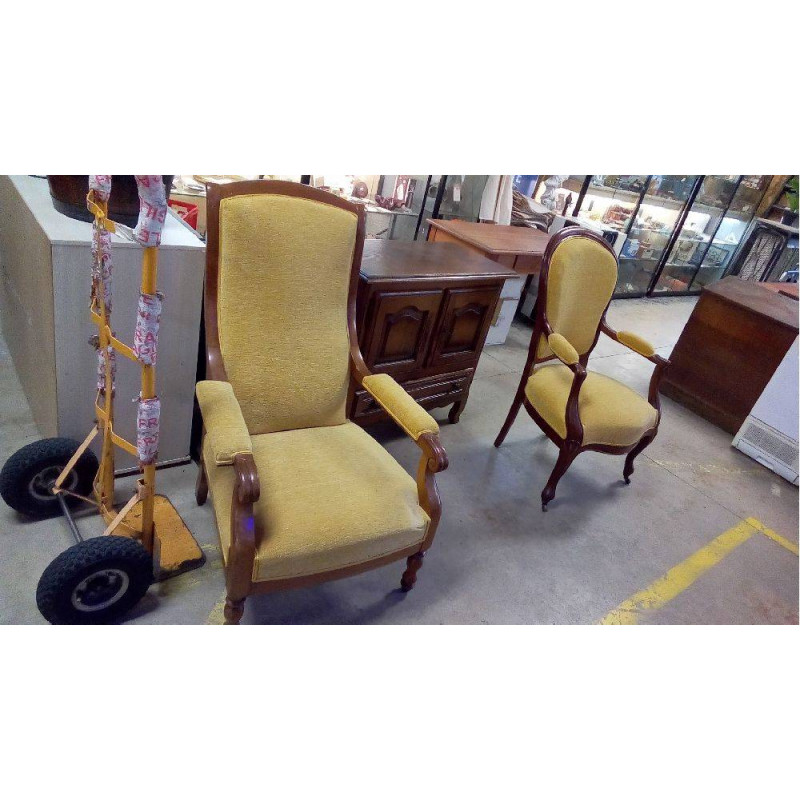 FAUTEUIL VELOURS MOUTARDE TBE L\'UNITÉ