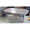 TABLE RONDE CERUSÉE MÉNARD 2 ALLONGES EXT