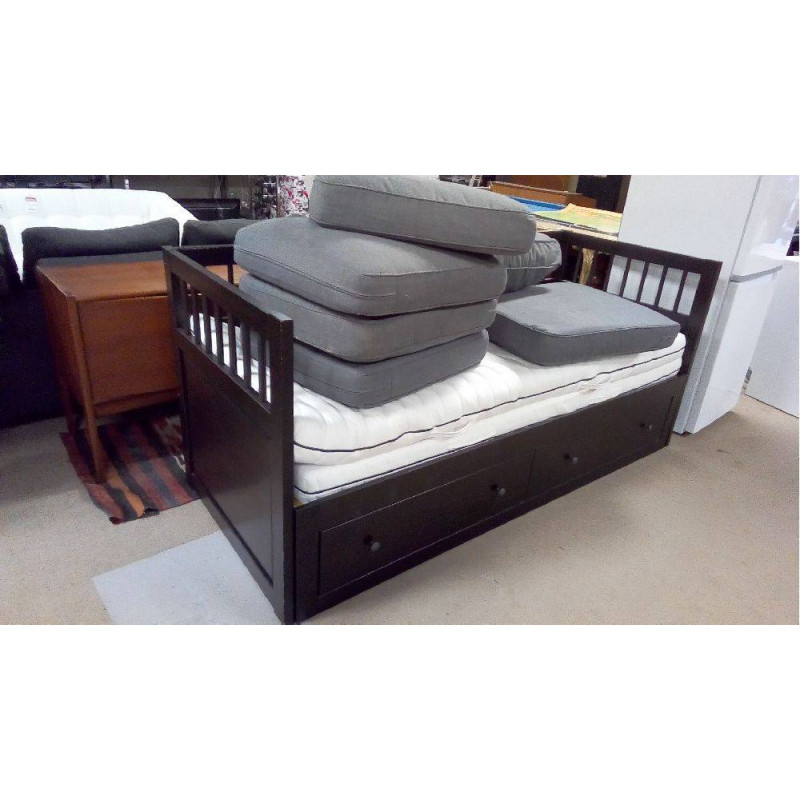 BANQUETTE CONVERTIBLE NOIRE 2 MATELAS DEHOUSSABLES