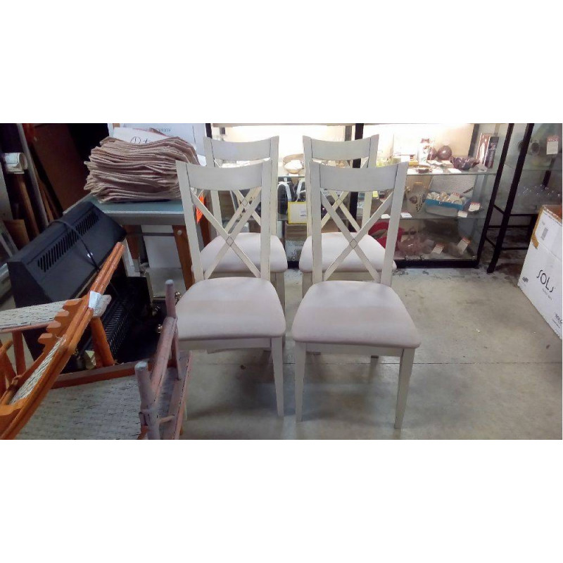 LOT DE  4 CHAISES  COULEUR IVOIRE ASSISE TISSU