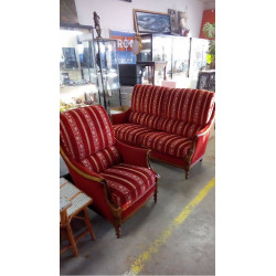 SALON TISSU ET BOIS 2+1