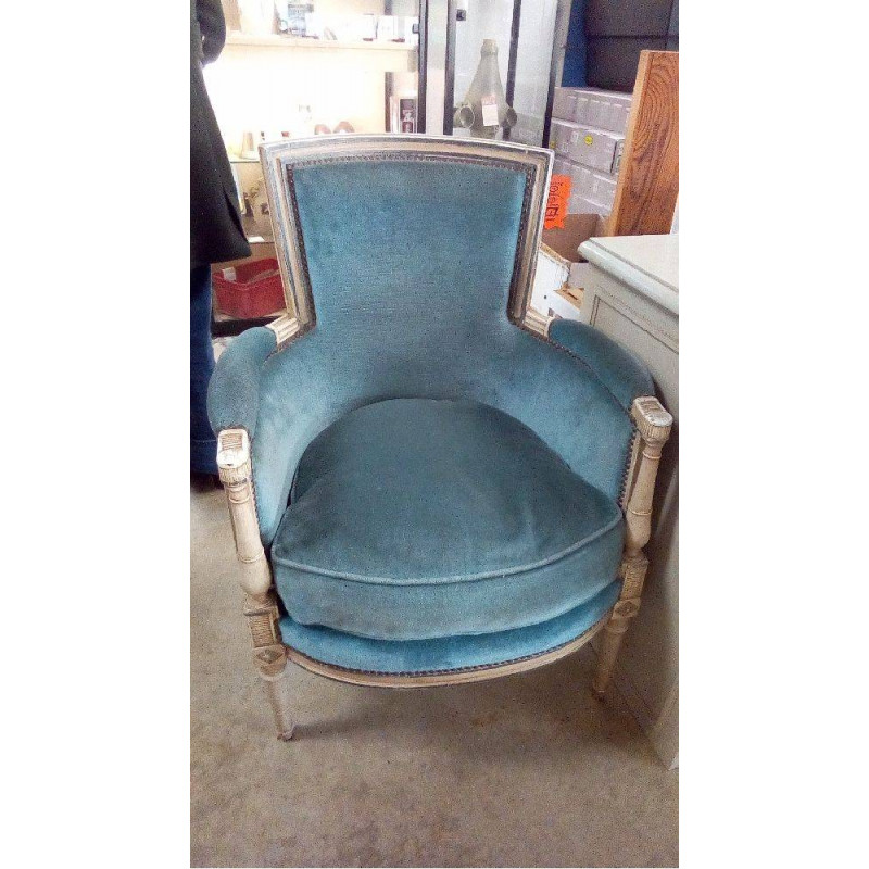 FAUTEUIL DIRECTOIRE VELOURS BLEU
