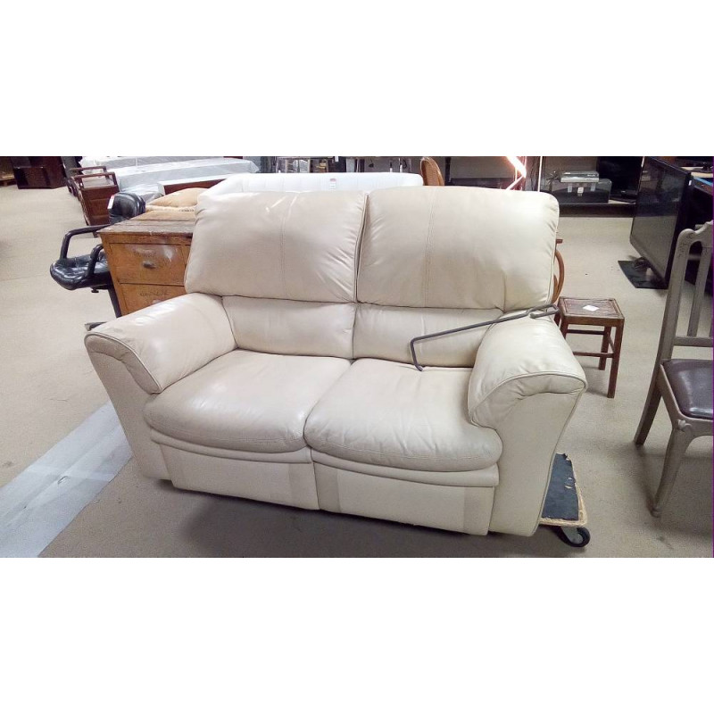 CANAPÉ RELAX MANUEL 2P CUIR BEIGE