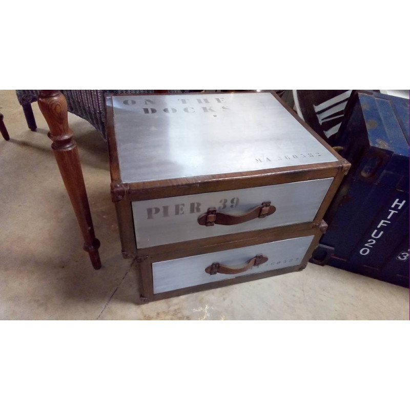 CHEVET STYLE INDUSTRIEL 2 TIROIRS