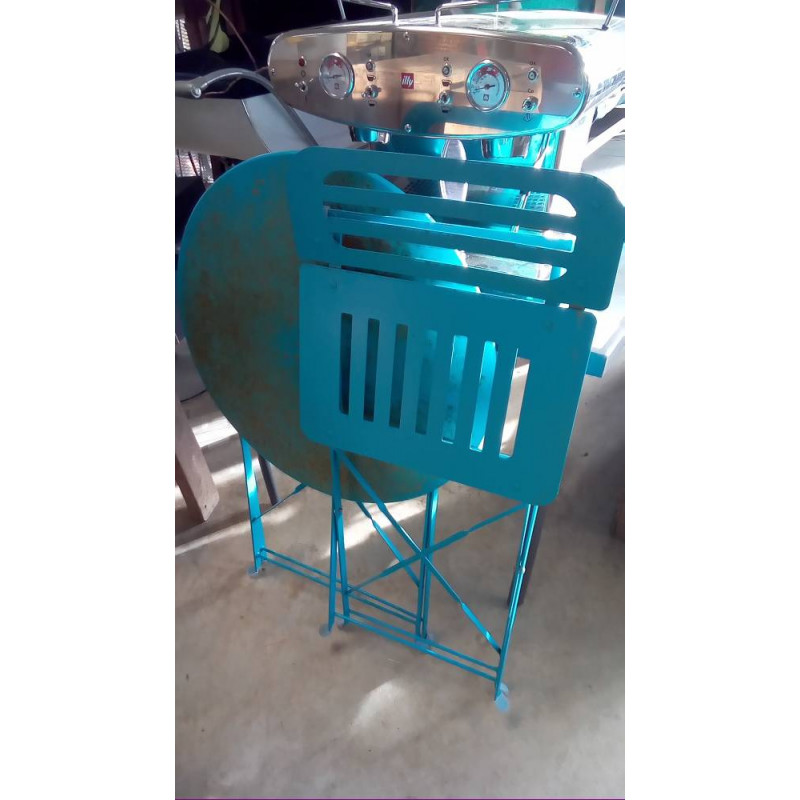 SALON DE JARDIN TÔLE BLEU