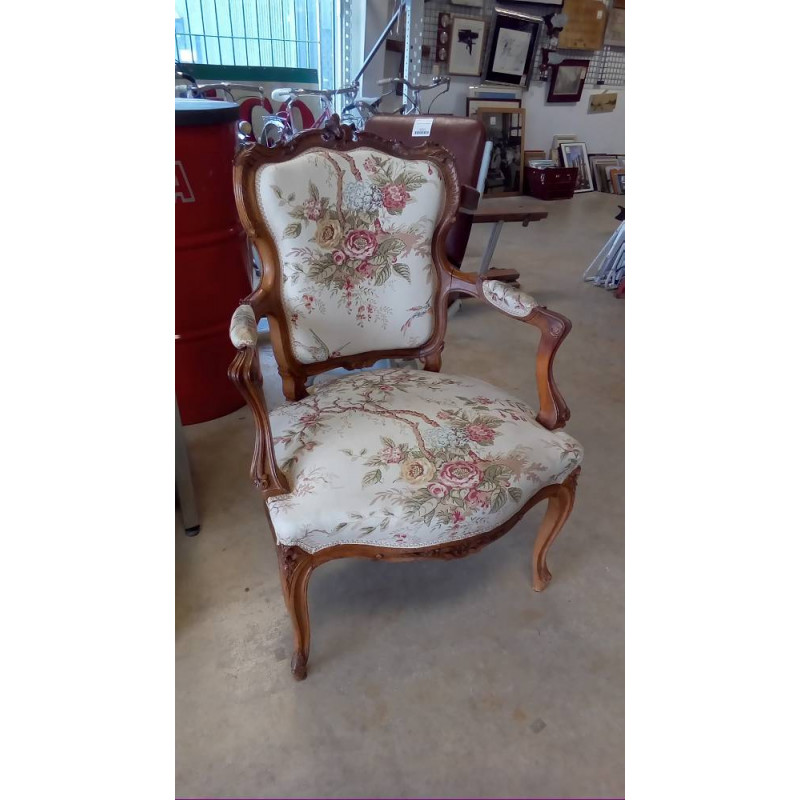 FAUTEUIL NOYER STYLE LOUIS XV ROCAILLE EN L\'ÉTAT