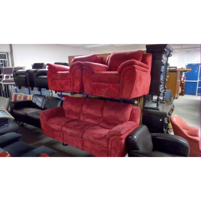 SALON MICROFIBRE FRAMBOISE RELAX 5 PLACES EN L\'ÉTAT 