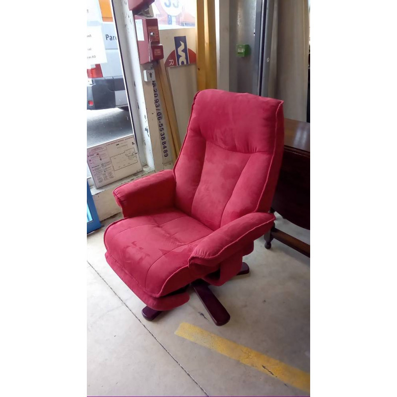 PAIRE DE FAUTEUILS RELAX MICROFIBRE ROUGE FRAMBOISE