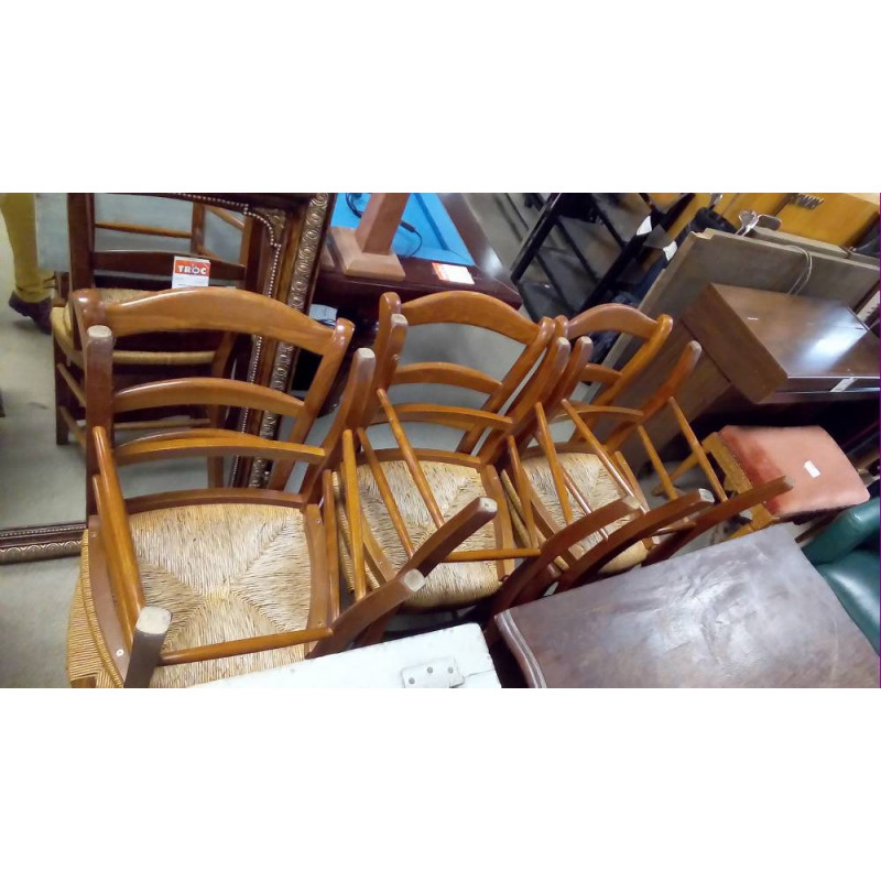 LOT DE 6 CHAISES PAILLÉES