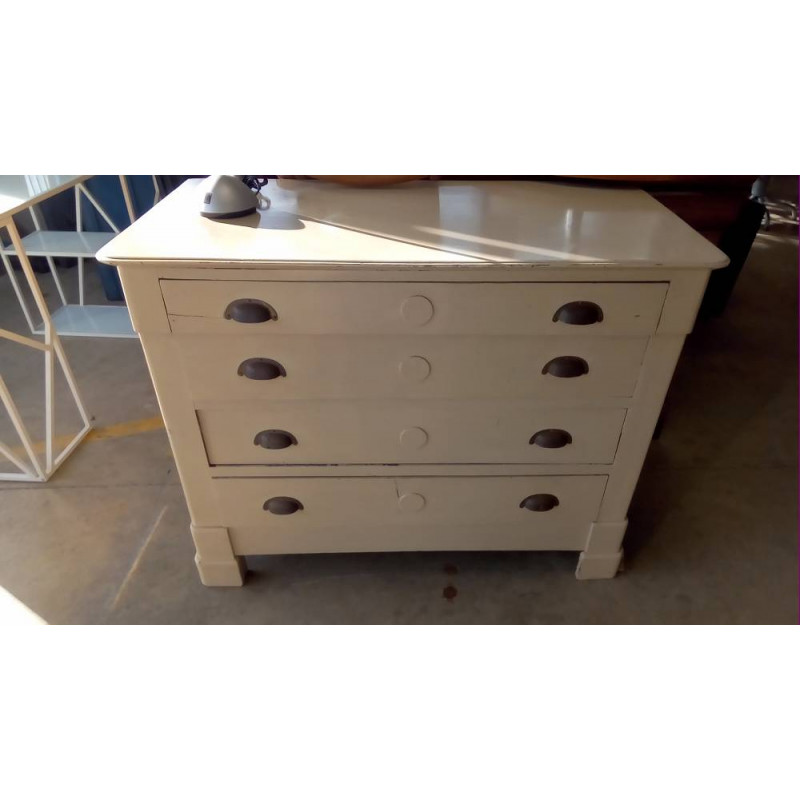 COMMODE PEINTE 4T POIGNÉES COQUILLE