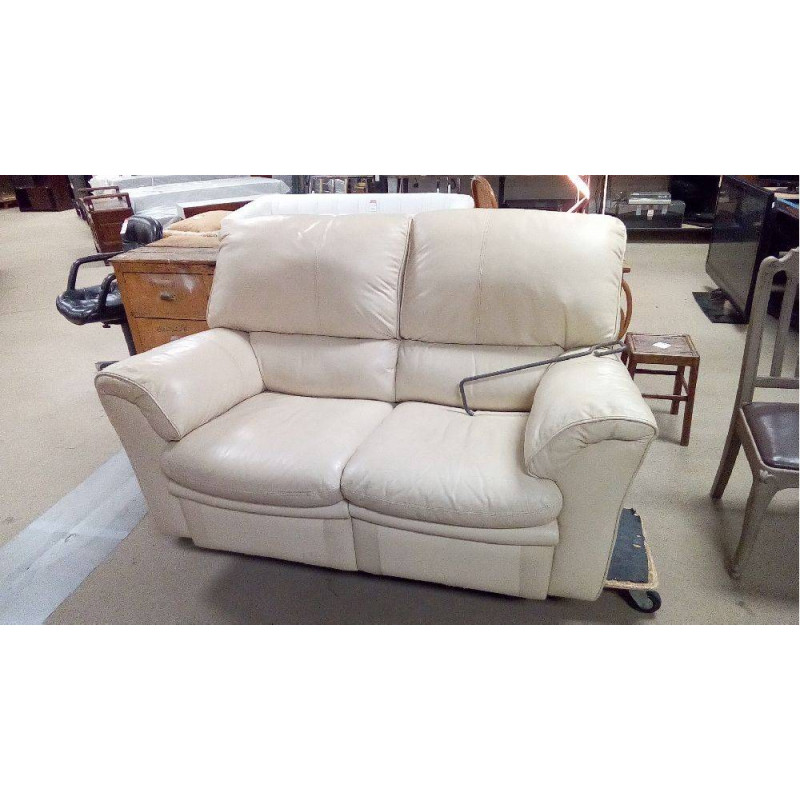 CANAPÉ RELAX MANUEL 2P CUIR BEIGE