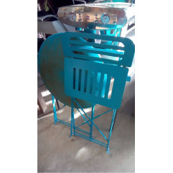 SALON DE JARDIN TÔLE BLEU